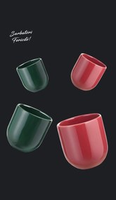 Set Cadou 4 Pahare Ceramica Novum Sarbatori (2 Pahare Rosii 250ml, 2 Pahare Verzi 250ml)