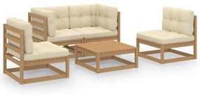 3076437 vidaXL Set mobilier de grădină cu perne, 5 piese, lemn masiv pin