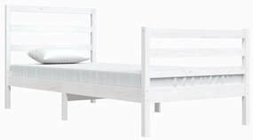 Cadru de pat, alb, 90x200 cm, lemn masiv de pin Alb, 90 x 200 cm