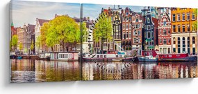 Tablou - Case dansatoare, Amsterdam (cu ceas) (90x30 cm)