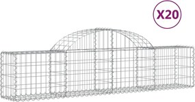 vidaXL Coșuri gabion arcuite 20 buc, 200x30x40/60 cm, fier galvanizat