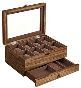 Cutie de bijuterii, Songmics, 19 x 27 x 12.5 cm, JOW008K01, Maro