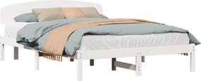 vidaXL Cadru de pat cu headboard Alb 150 x 200 cm Lemn de pin masiv