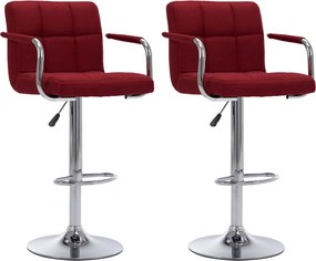 vidaXL Scaune de bar, 2 buc., roșu vin, material textil