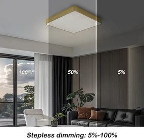 Brilagi-LED Plafonieră LED dimabilă POOL 48W/230V 3000-6000K 50x50 cm aurie + telecomandă