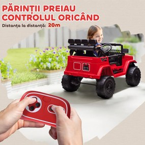 AIYAPLAY Off-road pentru Copii cu Faruri, Claxon, Centură și Telecomandă, din PP și Metal, 99x66x68.5 cm, Roșu | Aosom Romania