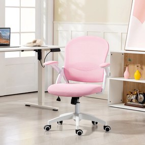 Vinsetto Scaun de Birou Ergonomic, Reglabil, cu Spătar din Plasă și Scaun Captusit, 65.5x61.5x88-97.5 cm, Roz | Aosom Romania