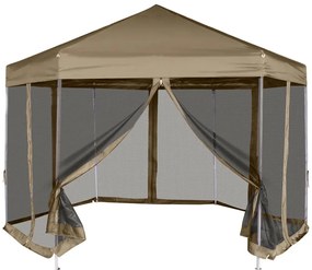 vidaXL Foișor pop-up hexagonal pereți laterali 3,6x3,1 m taupe 220g/m²