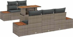 vidaXL Set de masă pentru grădină cu pernă 6 pcs Gri și Brown