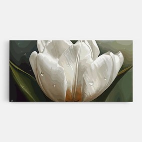 Tablou Canvas, 40x80cm, Dormitor si Living, Flori, Lalele, Pretty White Tulip