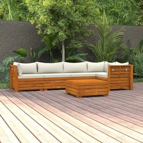 3087302 vidaXL Set mobilier grădină cu perne, 6 piese, lemn masiv acacia