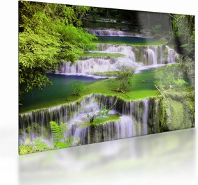 Tablou pe sticlă - Cascada Huay Mae Khamin, Kanchanaburi, Thailanda (70x50 cm)