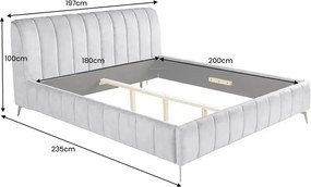 Pat elegant tapitat cu catifea gri, Amsterdam 180x200cm A-46164 VC