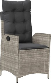 vidaXL Scaun de grădină rabatabil cu perne, gri deschis, poliratan