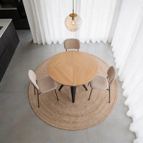 Masă de dining rotundă extensibilă cu blat cu aspect de lemn de stejar cu blat suplimentar ø 120 cm Magnus – Windsor &amp; Co Sofas