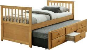 Pat extensibil pentru copii AUSTIN NEW 90x200, stejar, cu somiere si 3