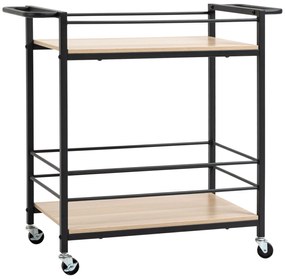 HOMCOM Carucior de servire, desserte de bucătărie cu roți, cu 2 rafturi, cadru metalic și aspect de lemn - dim. 82 x 40 x 75 cm | Aosom Romania