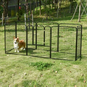PawHut Tarc Modular Metalic pentru Animale, Flexibil și Ușor de Configurat, Dimensiuni 79x100 cm, Negru | Aosom România