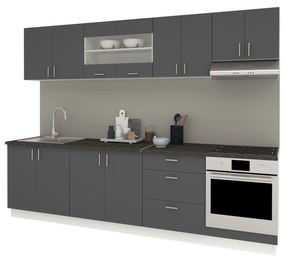 Set Bucatarie Karo haaus V22, Antracit/Alb, Blat Thermo 28 mm, L 280 cm