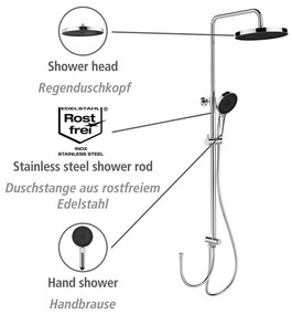 Set de duș argintiu lucios din oțel inoxidabil 120 cm Soft Water – Wenko