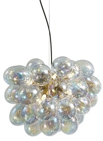Lampa suspendată Art Deco aurie cu sticlă curcubeu 50cm 8 lumini - Uvas