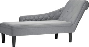 vidaXL Șezlong cu pernă și cotieră dreaptă, gri deschis, textil