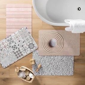 Covoraș de baie alb-gri din cauciuc 50x80 cm Leandra – douceur d'intérieur