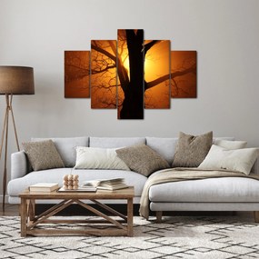 Tablou cu copac în apus de soare (150x105 cm)