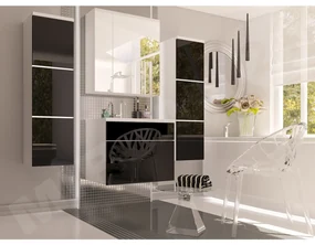 Mobilier baie Mendana (Alb + lucios negru) . 1103978