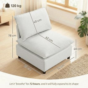 HOMCOM Scaun accent, scaun Leathaire modern cu șezut lat și adânc, pernițe groase, montaj ușor, gri | Aosom Romania