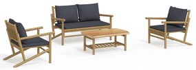 3156470 vidaXL Set mobilier de grădină cu perne gri închis, 4 piese, bambus