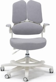 RESIGILAT- ErgoMotion Junior – Scaun Ergonomic pentru copii, Reglaje Multiple, Ajustare Personalizată, Adaptabil pe măsura creșterii, Suport Lombar 3 Zone, Roți Blocabile, Gri