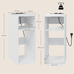 HOMCOM Set de 2 Măsuțe de Cafea Moderne cu 2 Prize AC și 2 Porturi USB, Alb | Aosom Romania