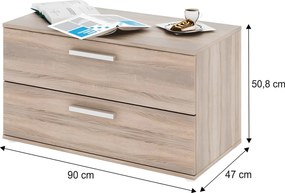 Dulap mic cu 2 sertare, PAL melaminat, stejar sonoma, DUNAJ TYP 8