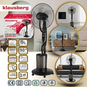 Ventilator cu picior Klausberg KB-9043, funcție de umidificare, 40 cm, negru