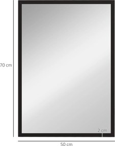 HOMCOM Oglindă Dreptunghiulară de Perete cu Cârlige, Sticlă și MDF, 60x80 cm, Negru | Aosom Romania