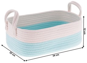 TEMPO-KONDELA DANES, coşuri tricotate cu mânere, set 3 buc., alb/albastru
