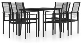 Set de mobilier pentru gradina, 7 piese, negru Lungime masa 140 cm, 7