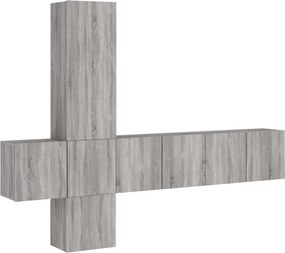 vidaXL Unități TV de perete, 5 piese, gri sonoma, lemn prelucrat