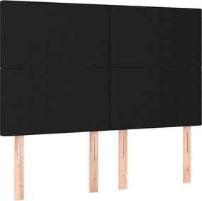 vidaXL Tăblie de pat neagră 144x5x118/128 cm, material textil