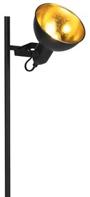 Lampă de podea industrială neagră cu auriu cu 1 lumină - Tommy