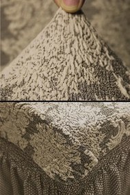 Husa elastica pentru coltar, cu volanas, model Jacquard Bej deschis