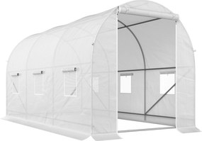 Outsunny sera gradine3,5 x 2 x 2 m, cadru mare din otel galvanizat, tunel din polietilene pentru gradina, alb | Aosom Romania