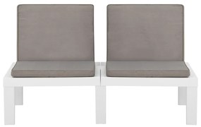 Set mobilier de gradina cu perne, 2 piese, alb, plastic Alb, 2