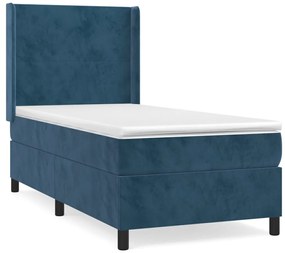 3132547 vidaXL Pat box spring cu saltea, albastru închis, 100x200 cm, catifea