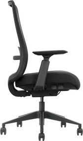 Scaun ergonomic, suport lombar integrat, brațe reglabile, tetieră opțională - Cu tetieră - Negru