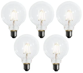 Set de 5 becuri LED E27 reglabile în 3 trepte G95 4W 450 lm 2700K