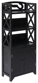 284112 vidaXL Dulap de baie, negru, 46 x 24 x 116 cm, lemn de paulownia