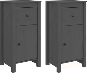 vidaXL Servante, 2 buc., gri, 40x35x80 cm, lemn masiv de pin