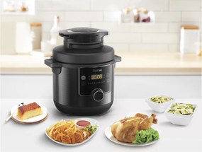 Multicooker Tefal Turbo Cuisine & Fry CY778830, 70 kPa, 1200W, 7.6 l, 15 programe, Acoperire neaderenta, Mentinere caldura, Control digital, Negru
